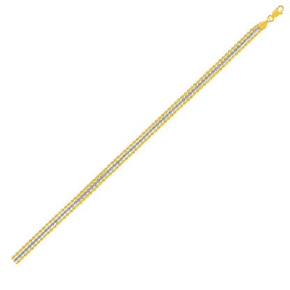 Triple Strand Rope Chain Bracelet in 10k Two Tone Gold by Bids.com