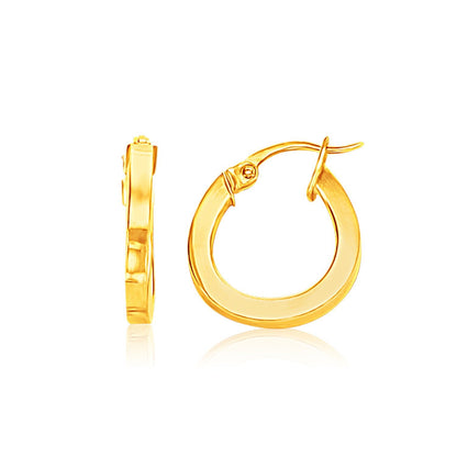 14k Yellow Gold Flat Side Small Hoop Earrings by Bids.com