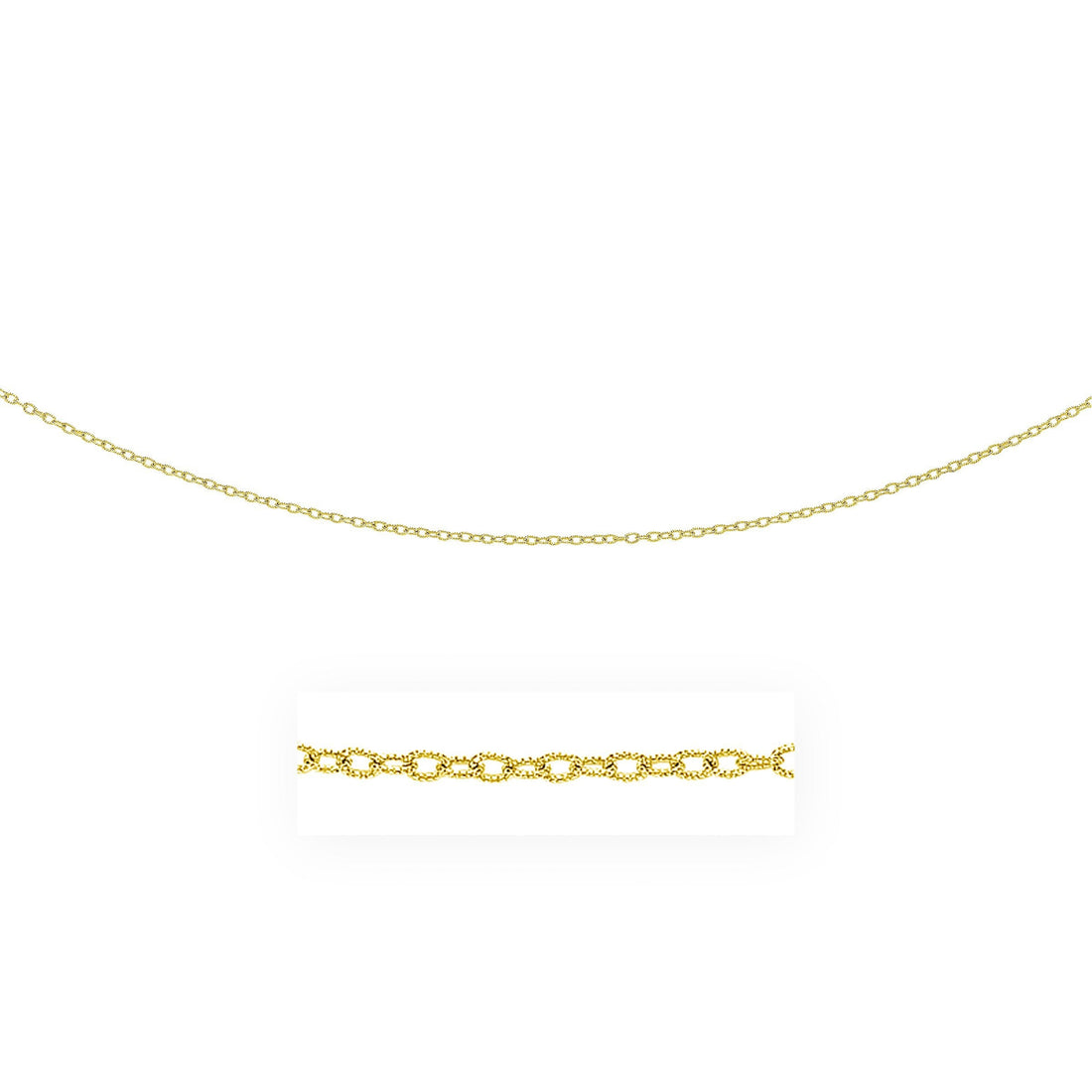 2.5mm 14k Yellow Gold Pendant Chain with Textured Links by Bids.com