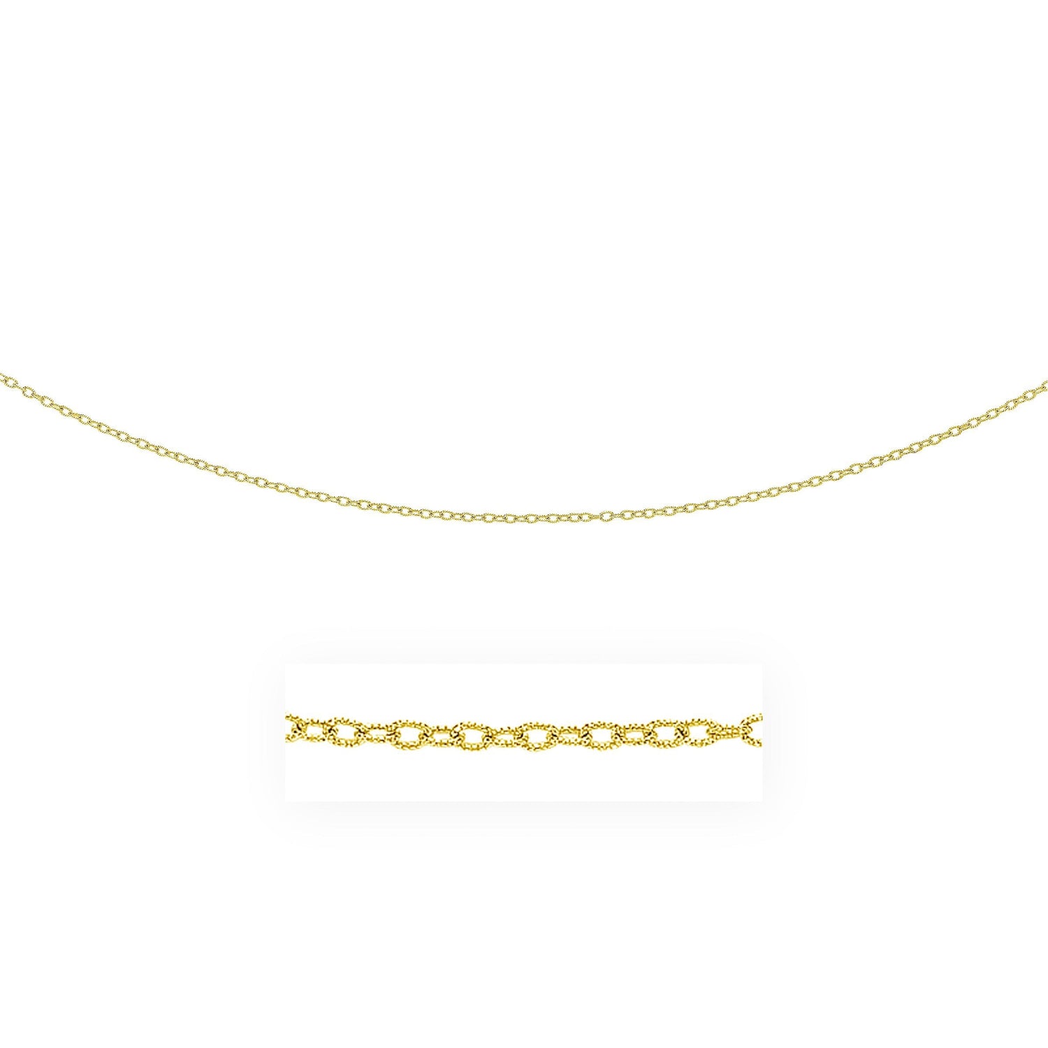 2.5mm 14k Yellow Gold Pendant Chain with Textured Links by Bids.com