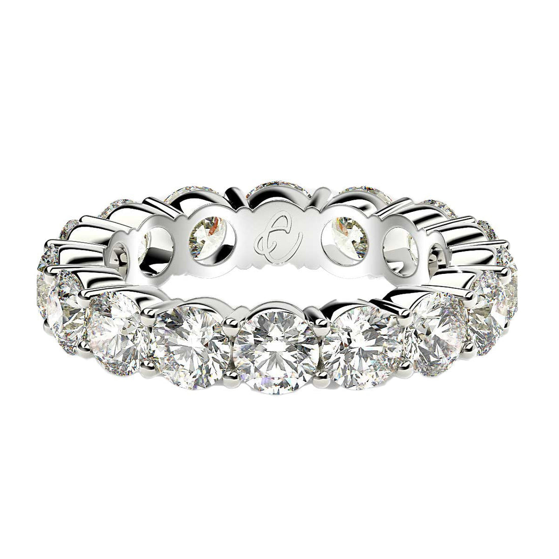 Round Cut Lab Grown Diamond Eternity Ring in 14k White Gold (4 cttw FG/VS2) by Bids.com