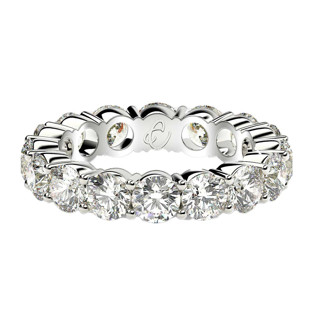 Round Cut Lab Grown Diamond Eternity Ring in 14k White Gold (4 cttw FG/VS2) by Bids.com