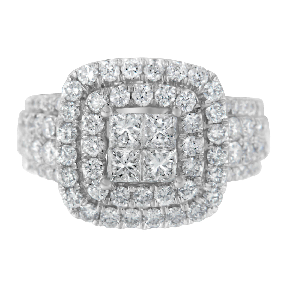 14KT White Gold Round and Princess Diamond Ring (2 1/4 cttw, H-I Color, SI1-SI2 Clarity) by Bids.com