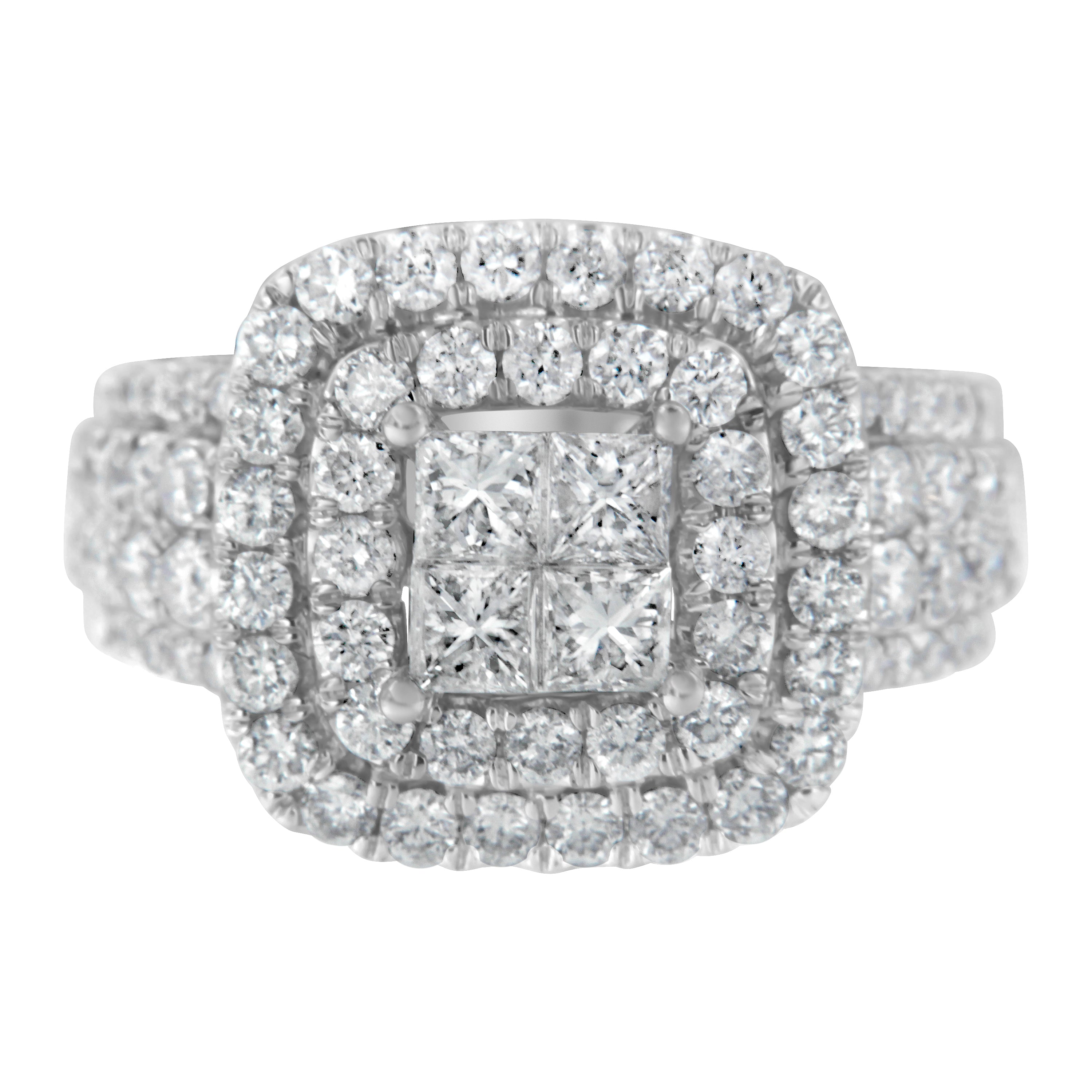 14KT White Gold Round and Princess Diamond Ring (2 1/4 cttw, H-I Color, SI1-SI2 Clarity) by Bids.com