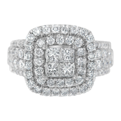 14KT White Gold Round and Princess Diamond Ring (2 1/4 cttw, H-I Color, SI1-SI2 Clarity) by Bids.com