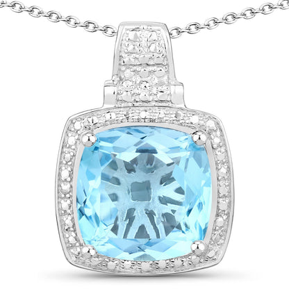 6.95 Carat Genuine Blue Topaz .925 Sterling Silver Pendant by Bids.com