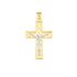 14k Two Tone Gold High Polish Diamond Cut Cross Pendant by Bids.com