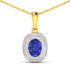 1.45 Carat Genuine Tanzanite and White Diamond 14K Yellow Gold Pendant by Bids.com