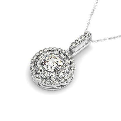 14k White Gold Diamond Halo Round Shape Pendant (1 1/4 cttw) by Bids.com