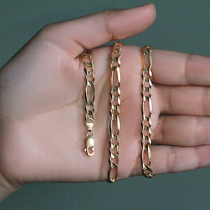 10K Yellow Gold Solid Figaro Chain (5.30 mm) by Bids.com