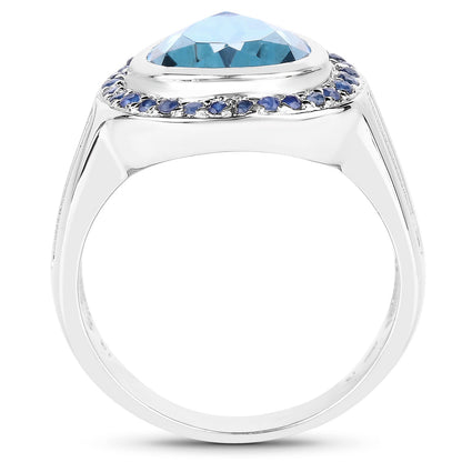 5.42 Carat Genuine Blue Topaz and Blue Sapphire .925 Sterling Silver Ring by Bids.com