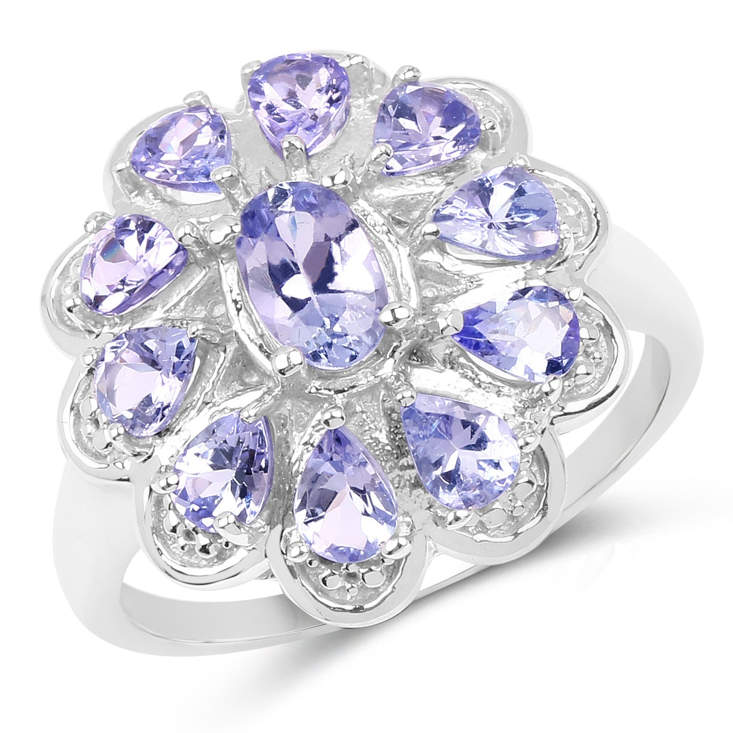 1.84 Carat Genuine Tanzanite .925 Sterling Silver Ring by Bids.com