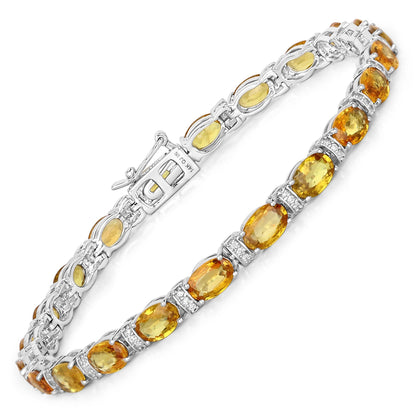 12.33 Carat Genuine Orange Sapphire and White Diamond 14K White Gold Bracelet by Bids.com