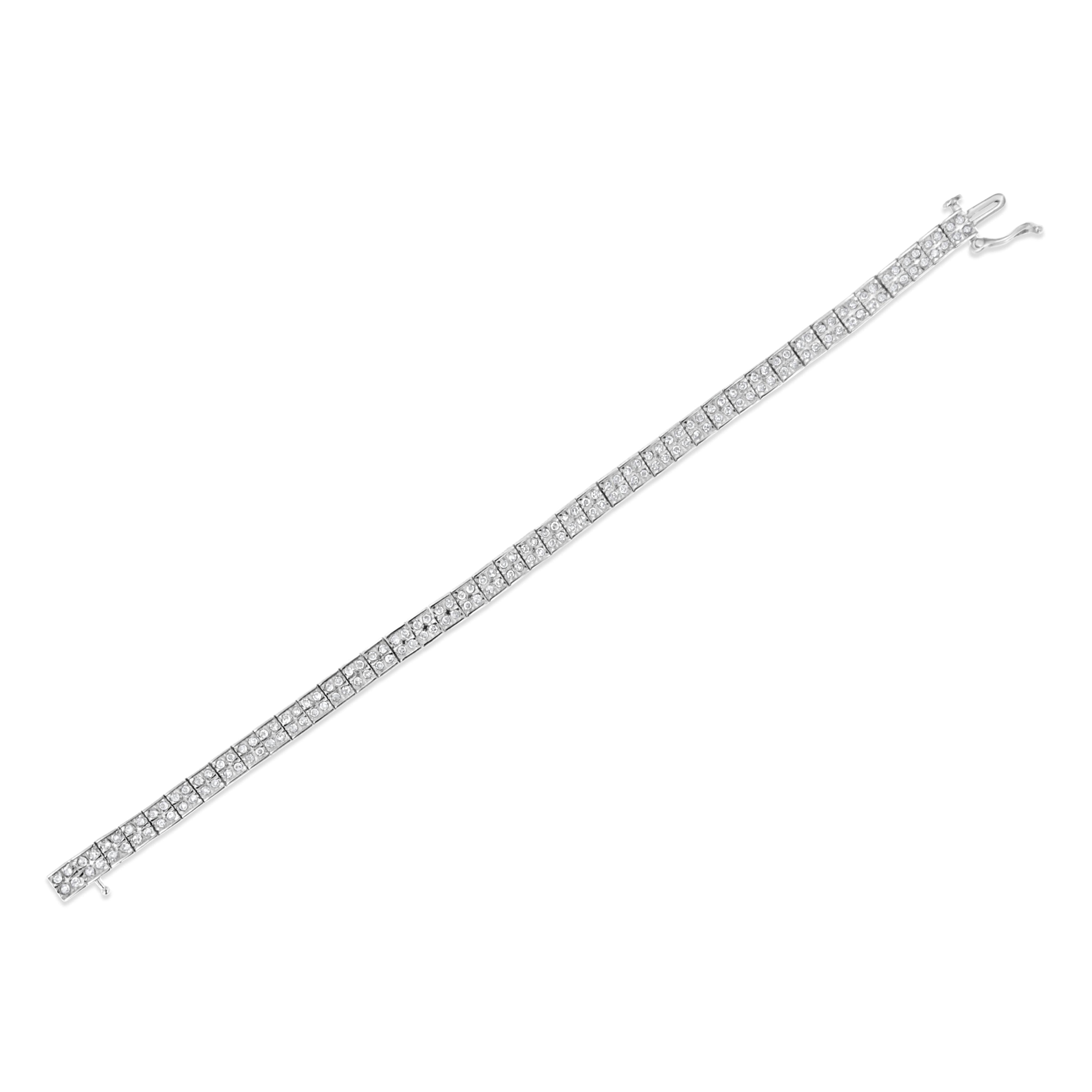 .925 Sterling Silver 2 Cttw Prong Set Round-Cut Diamond 4 Stone Box Link Bracelet (I-J Color, I3 Clarity) - 7.25" by Bids.com