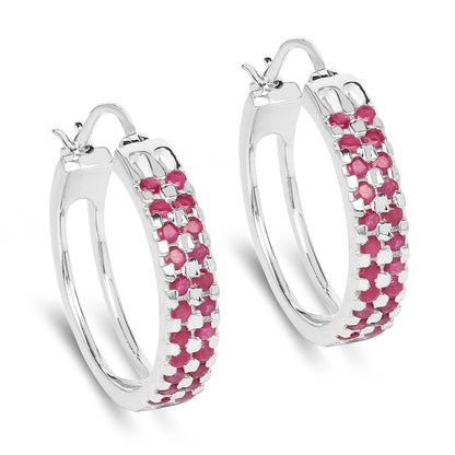 2.20 Carat Genuine Ruby .925 Sterling Silver Earrings  DestGlow