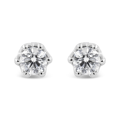 14K White Gold 1/2 Cttw Round Diamond Crown Stud Earring (I-J Color, I1-I2 Clarity) by Bids.com