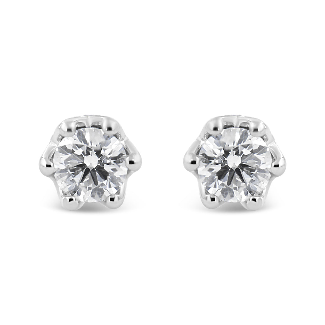 14K White Gold 1/2 Cttw Round Diamond Crown Stud Earring (I-J Color, I1-I2 Clarity) by Bids.com