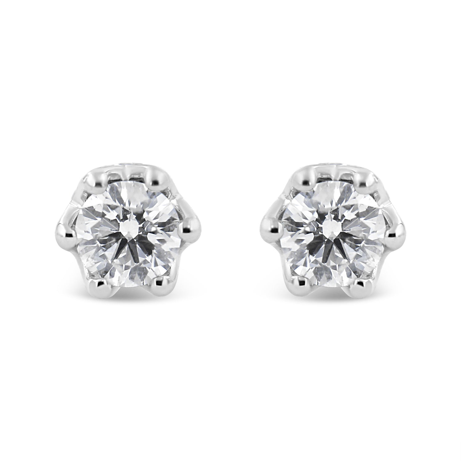 14K White Gold 1/2 Cttw Round Diamond Crown Stud Earring (I-J Color, I1-I2 Clarity) by Bids.com