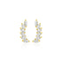 14k Yellow Gold Leaf Motif Climber Post Earrings with Marquise Cubic Zirconias  DestGlow
