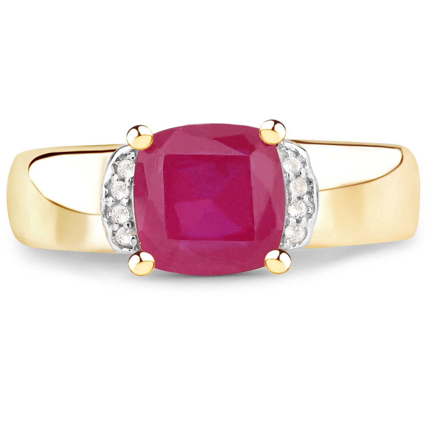 3.44 Carat Glass Filled Ruby and White Topaz .925 Sterling Silver Ring by Bids.com