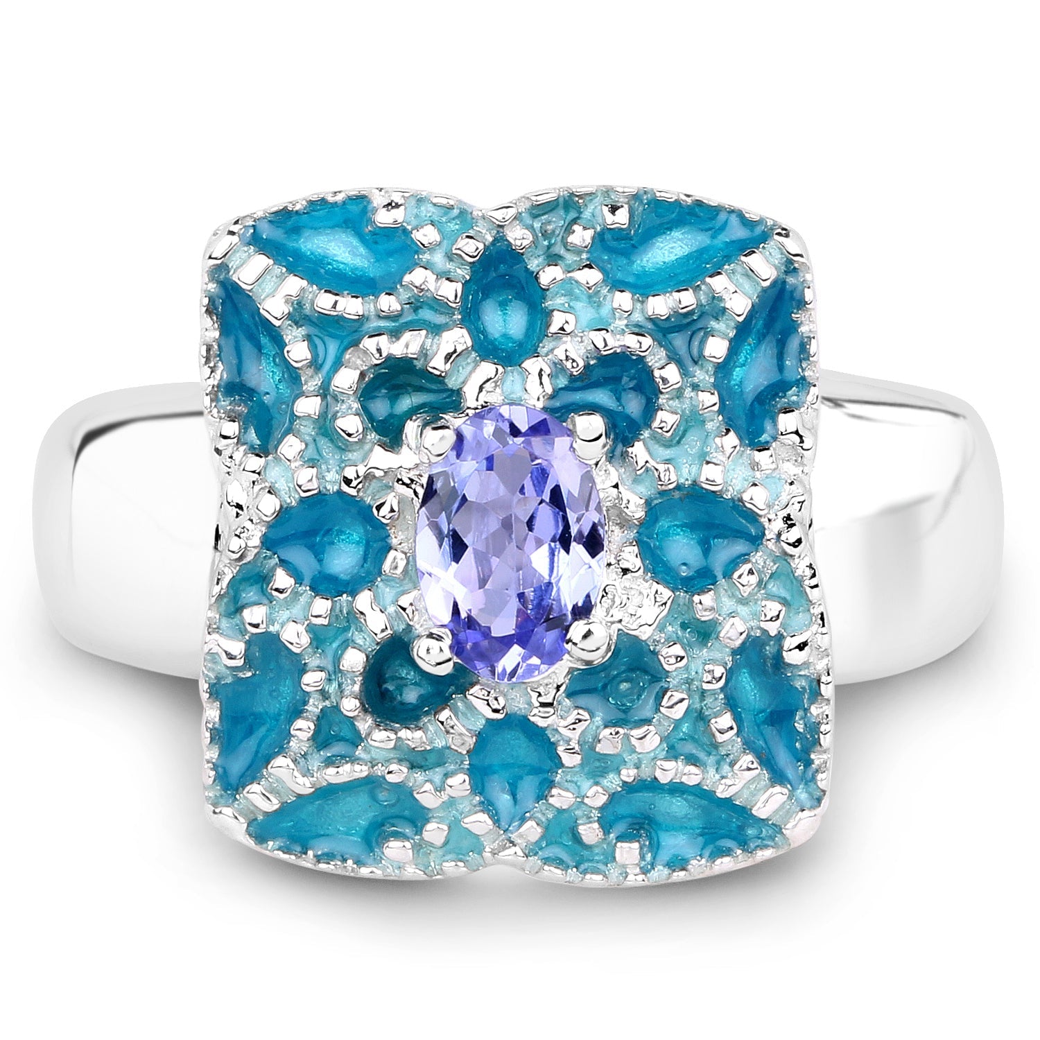 0.44 Carat Genuine Tanzanite .925 Sterling Silver Ring by Bids.com