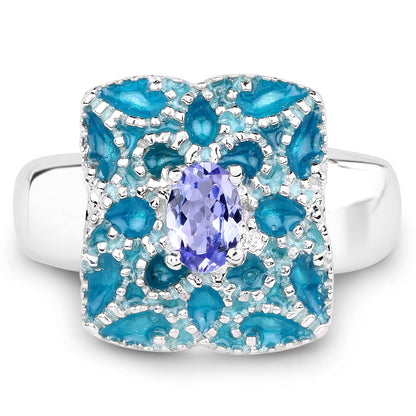 0.44 Carat Genuine Tanzanite .925 Sterling Silver Ring by Bids.com