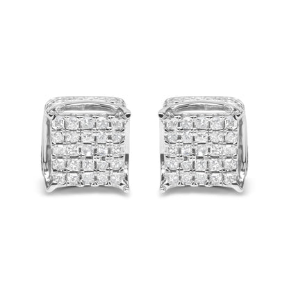 10K White Gold 1/2 Cttw Princess Cut Diamond Square Shaped Multi Stone Stud Earrings (H-I Color, SI1-SI2 Clarity) by Bids.com