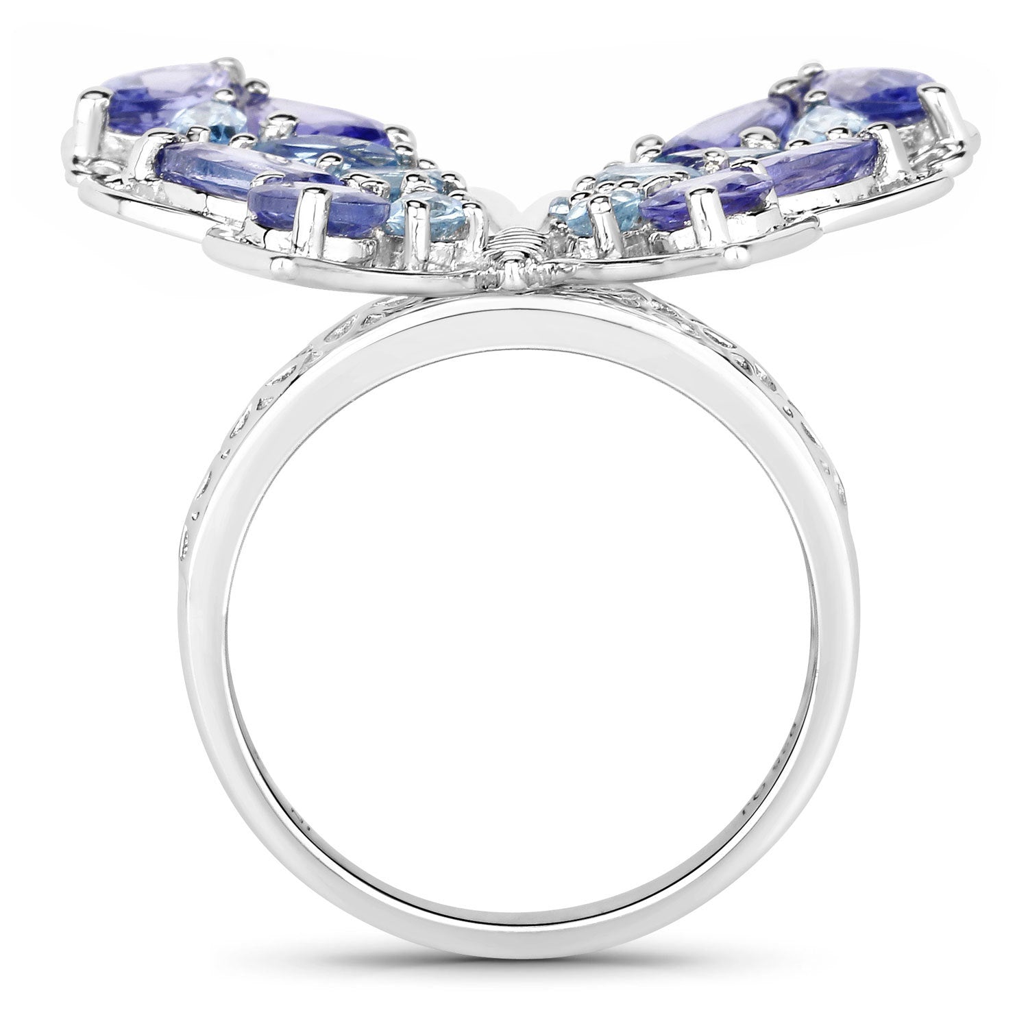 3.60 Carat Genuine Tanzanite and Swiss Blue Topaz .925 Sterling Silver Ring by Bids.com