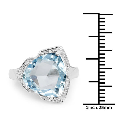8.30 Carat Genuine Blue Topaz &amp; White Diamond .925 Sterling Silver Ring by Bids.com