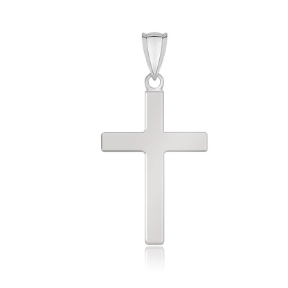 14k White Gold Flat Design Cross Pendant by Bids.com