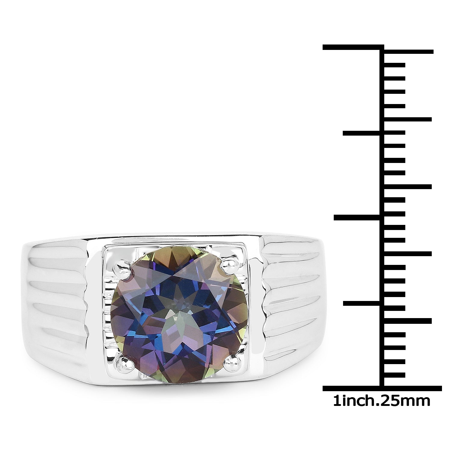 4.75 Carat Genuine Mystic Topaz .925 Sterling Silver Ring by Bids.com