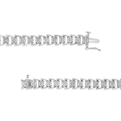 .925 Sterling Silver 1/4 Cttw Miracle Set Round Diamond Composite Open Linked Composite Line Bracelet (I-J Color, I3-Promo Clarity) - 7.5" by Bids.com