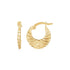 14K Yellow Gold Graduated Grooved Fancy Hoop Earrings  DestGlow