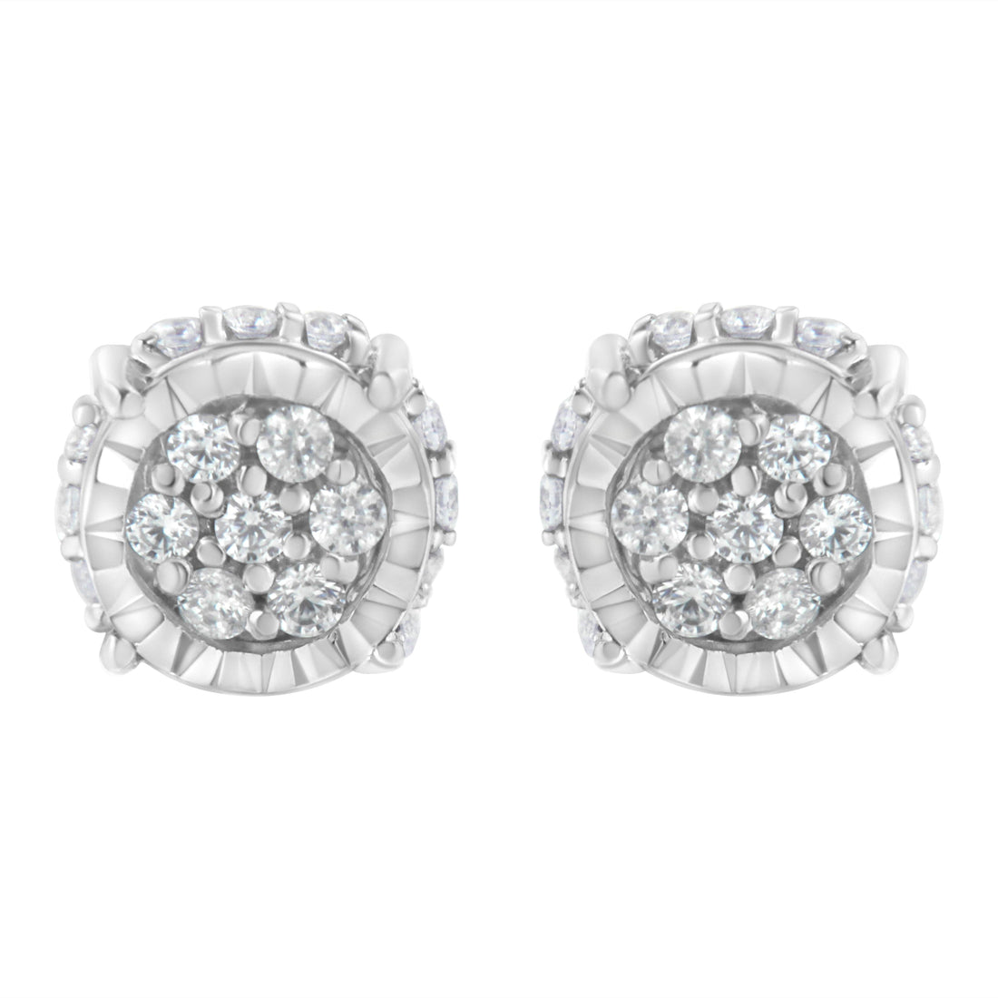 .925 Sterling Silver 1/3 cttw Round-cut Diamond Floral Stud Earring (I-J Clarity, I3 Color) by Bids.com