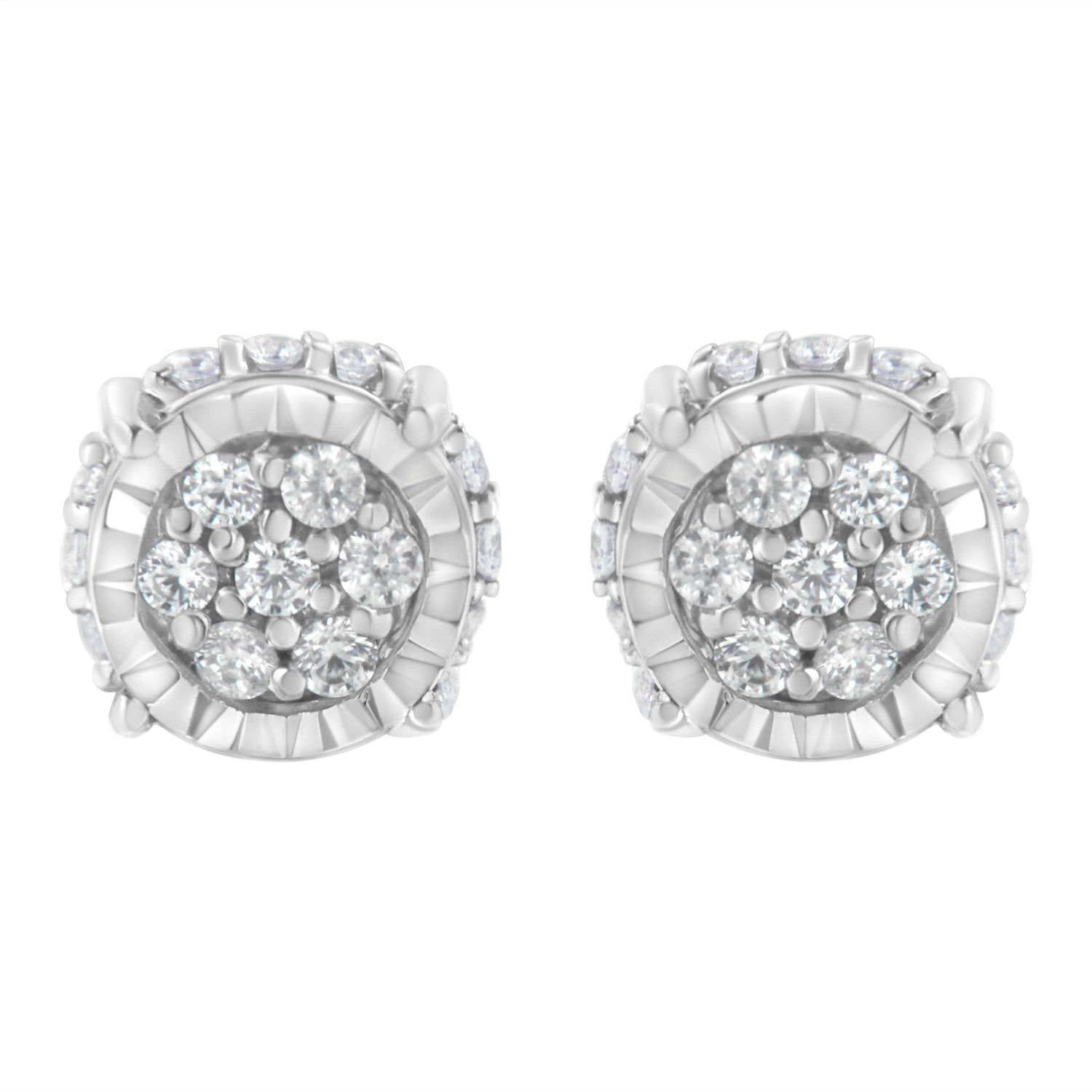 .925 Sterling Silver 1/3 cttw Round-cut Diamond Floral Stud Earring (I-J Clarity, I3 Color) by Bids.com