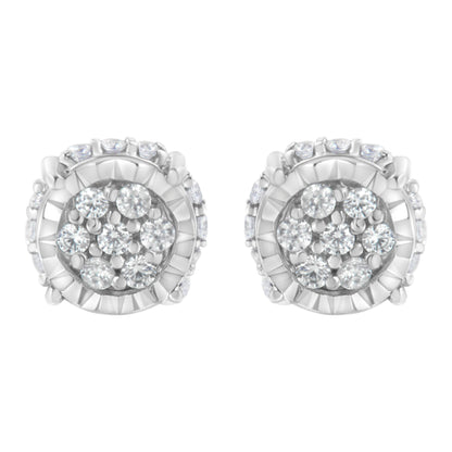 .925 Sterling Silver 1/3 cttw Round-cut Diamond Floral Stud Earring (I-J Clarity, I3 Color) by Bids.com