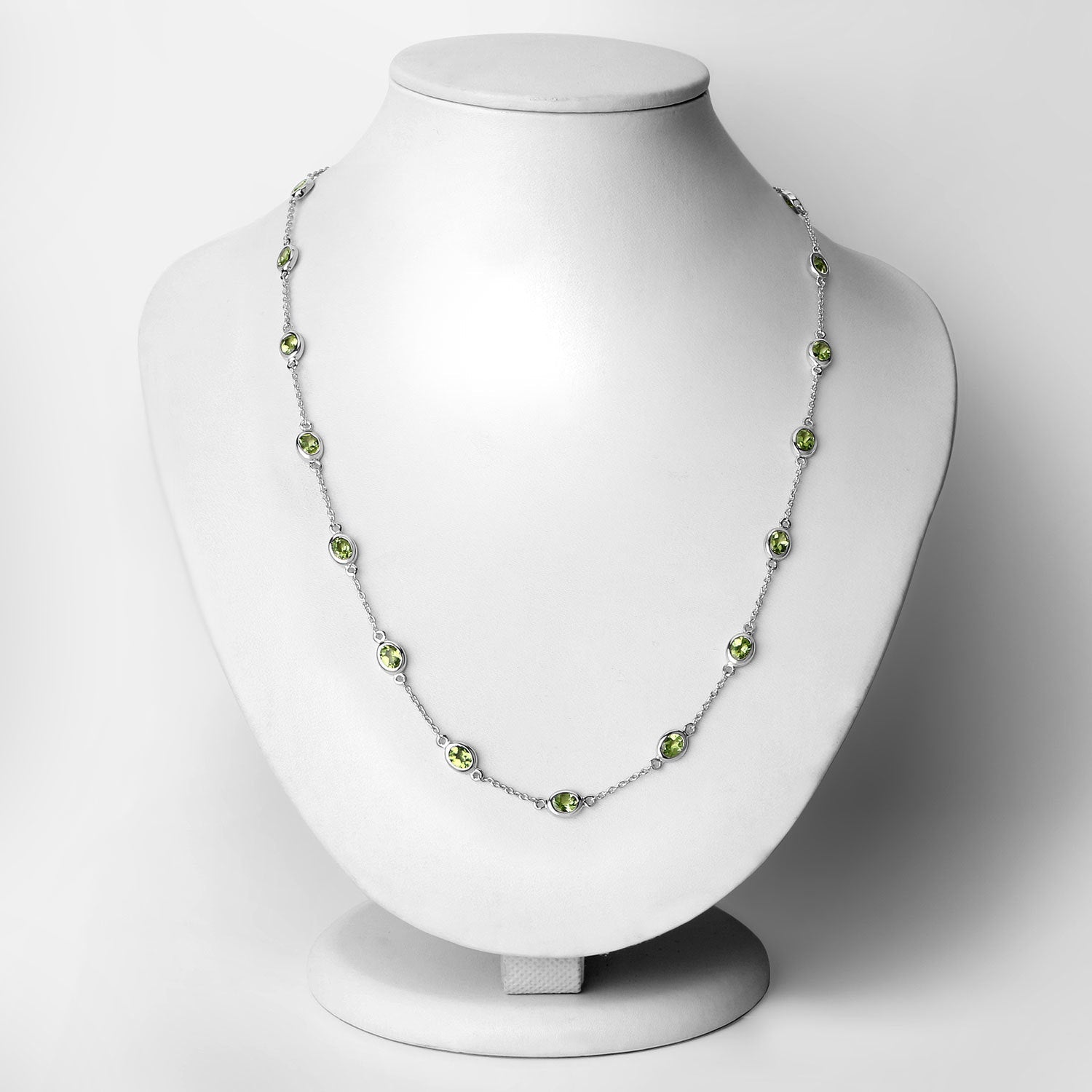 6.30 Carat Genuine Peridot .925 Sterling Silver Necklace by Bids.com