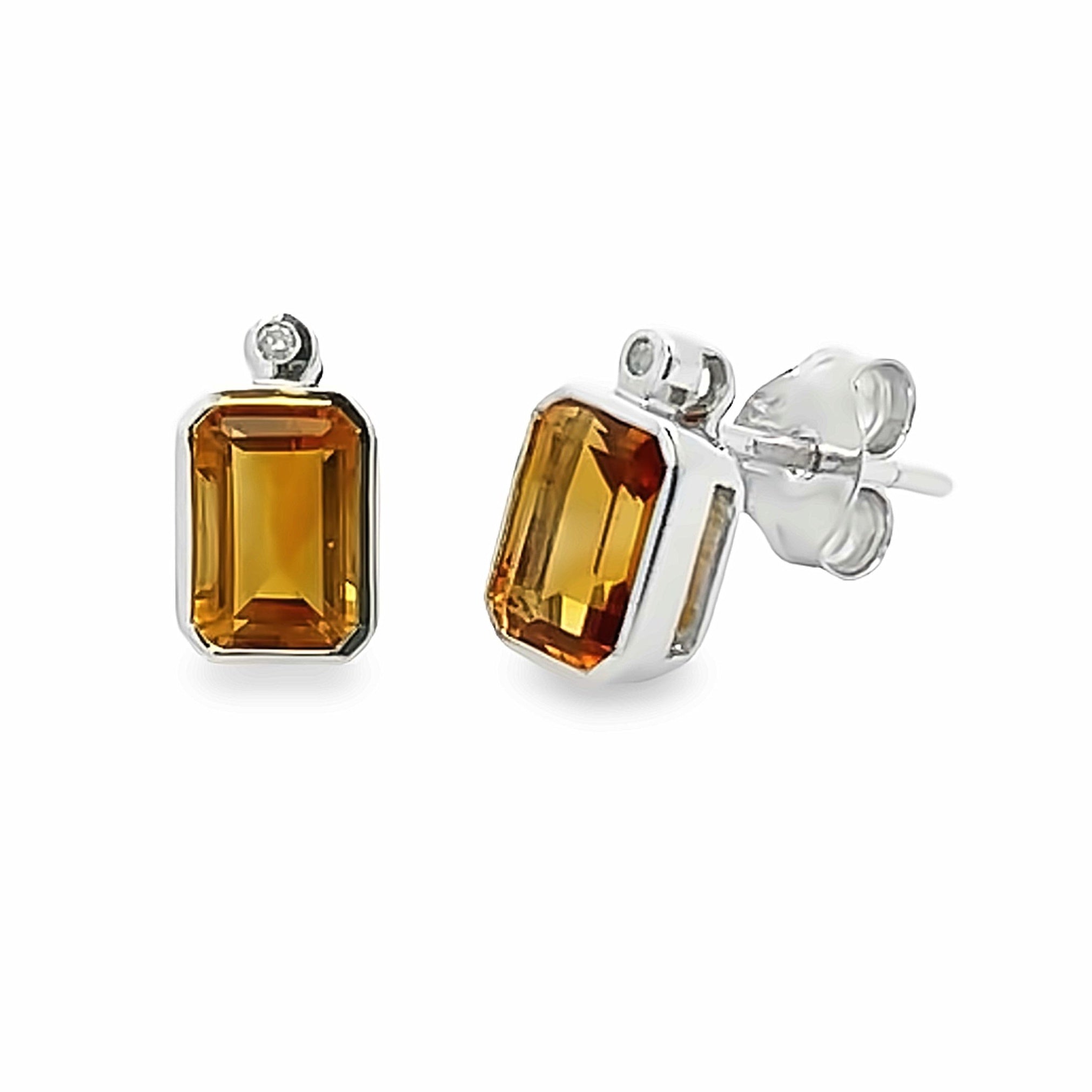 1.09ct Citrine Diamond Stud Earrings 10KT White Gold by Bids.com