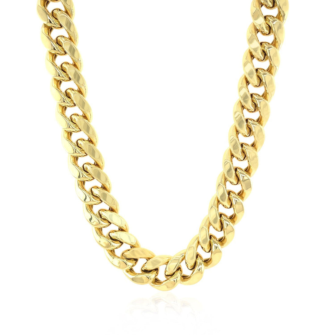10.5mm 14k Yellow Gold Semi Solid Miami Cuban Chain by Bids.com