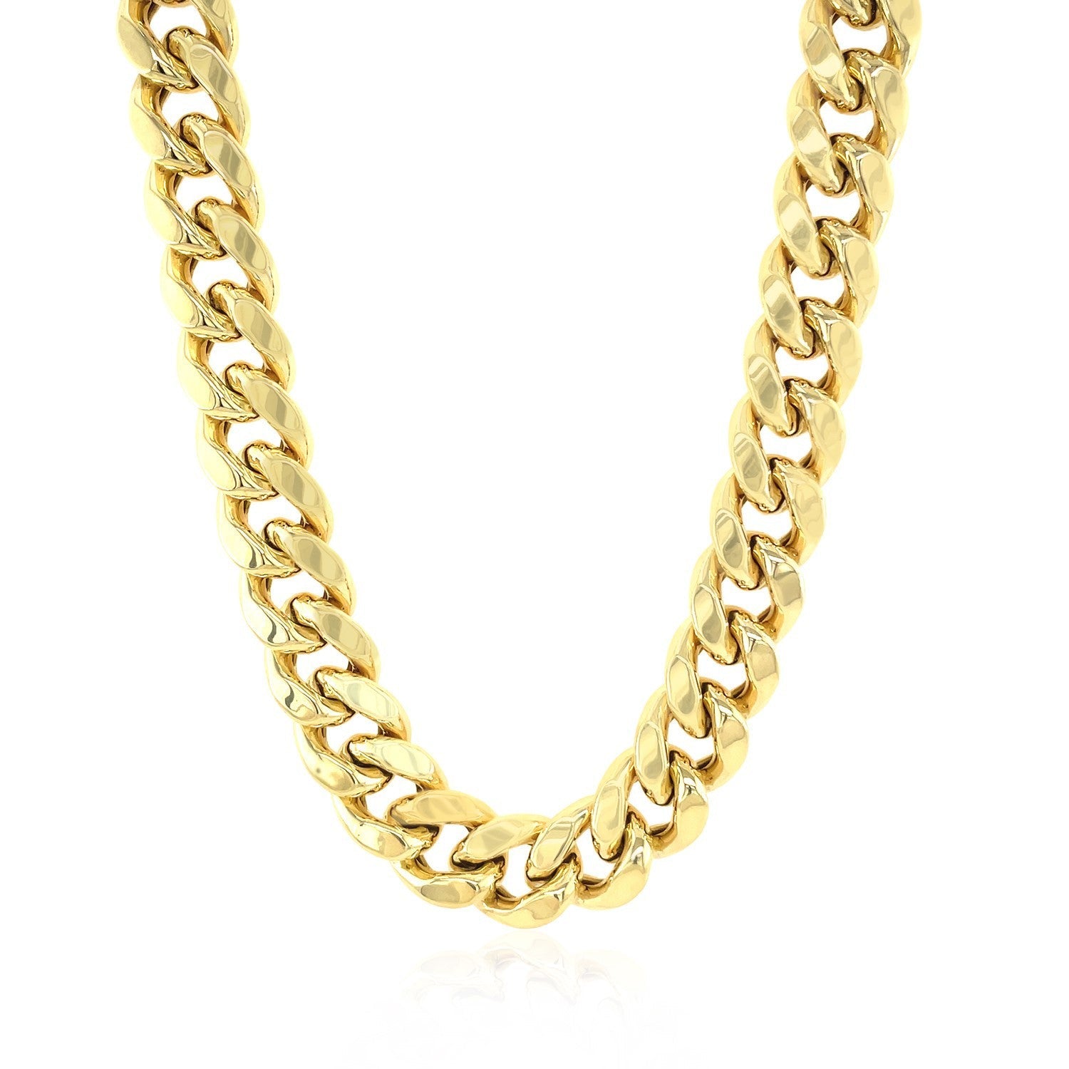 10.5mm 14k Yellow Gold Semi Solid Miami Cuban Chain by Bids.com