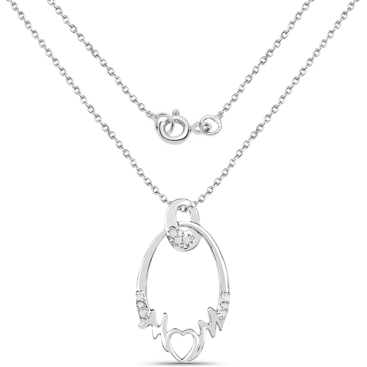0.14 Carat Genuine White Diamond .925 Sterling Silver Pendant by Bids.com