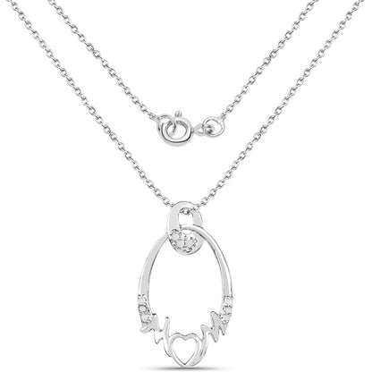 0.14 Carat Genuine White Diamond .925 Sterling Silver Pendant by Bids.com
