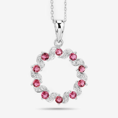 1.30 Carat Genuine Pink Tourmaline and White Topaz .925 Sterling Silver Pendant by Bids.com