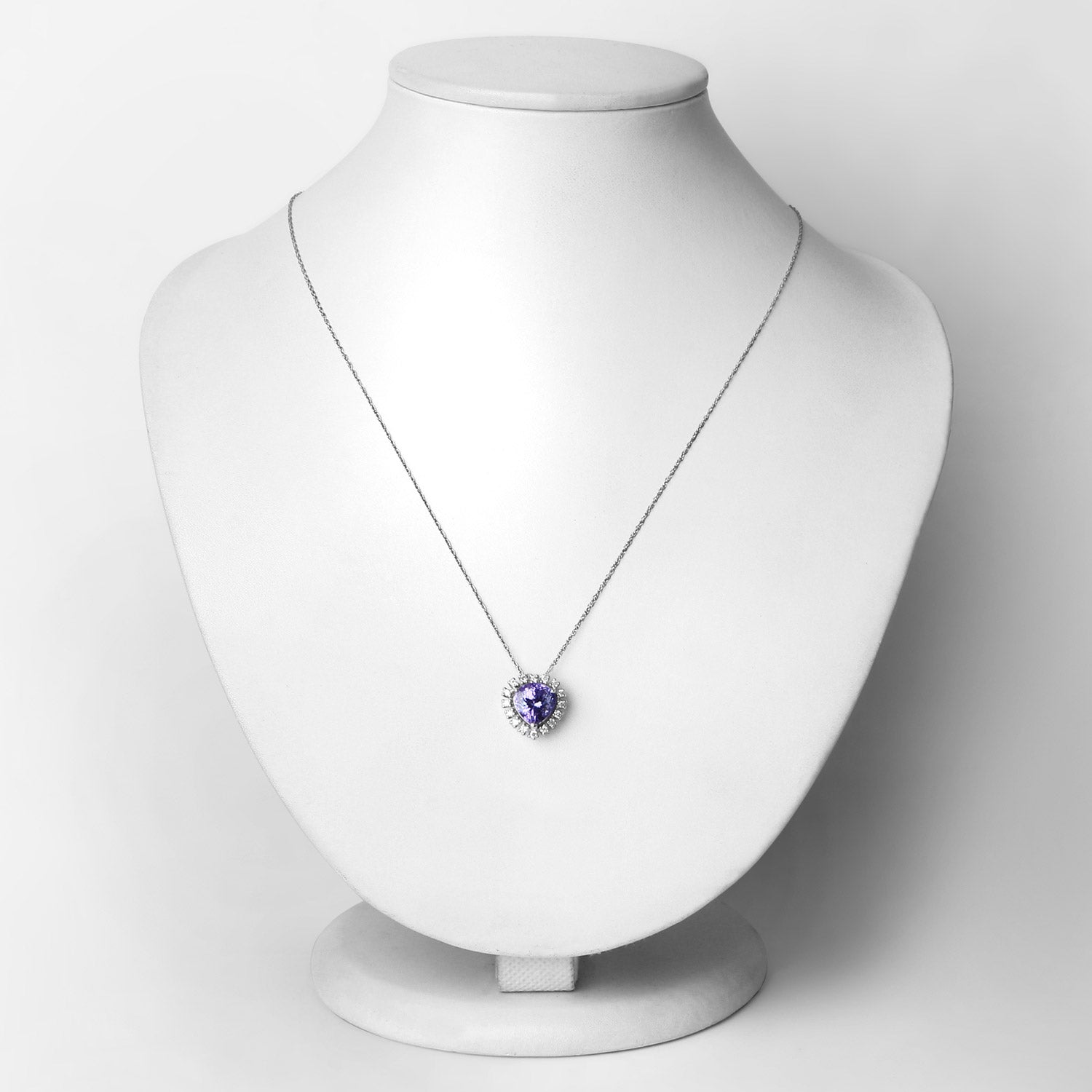 3.25 Carat Genuine Tanzanite and White Diamond 14K White Gold Pendant by Bids.com