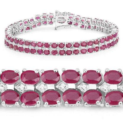 20.03 Carat Glass Filled Ruby and White Topaz .925 Sterling Silver Bracelet by Bids.com