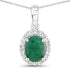 1.55 Carat Genuine Emerald and White Topaz .925 Sterling Silver Pendant  DestGlow
