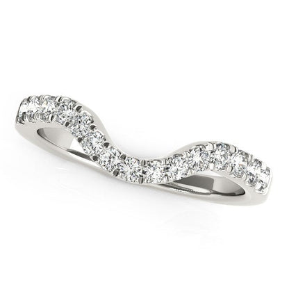 14k White Gold Curved Style Wedding Ring with Diamonds (1/3 cttw) by Bids.com