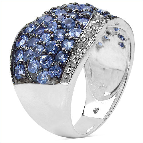 2.50 Carat Genuine Tanzanite &amp; White Topaz .925 Sterling Silver Ring by Bids.com