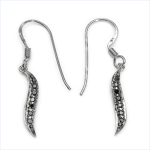 0.16 Carat Genuine Black Diamond .925 Sterling Silver Earrings by Bids.com