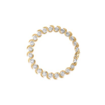 10K Yellow Gold 4.00 Cttw Round-Cut Diamond Floral Link 7.5" Bracelet (H-I Color, I2-I3 Clarity) by Bids.com